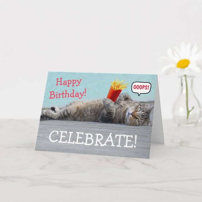 Carte Chat de culpabilité drôle d'anniversaire (Petite plante)