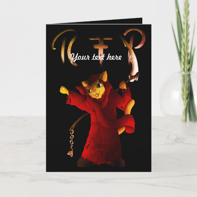 Carte Chat de faucheuse de rouge cramoisi (Devant)