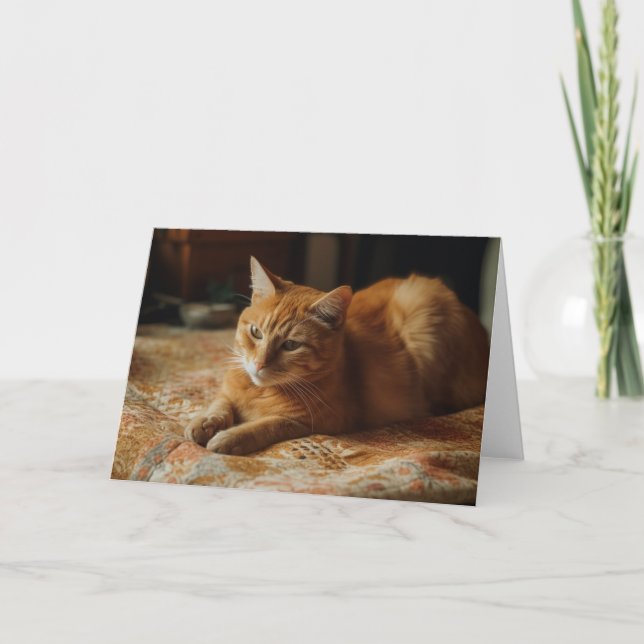 Carte Chat de gingembre sur un lit Toutes les Occasions (Devant)
