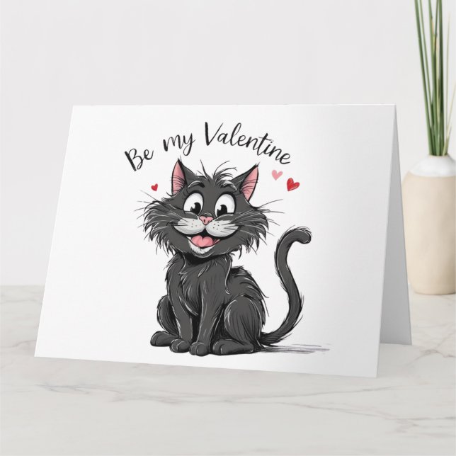 Carte Chat de la Saint-Valentin noir (Devant)