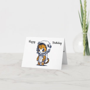 Carte Chat de l'espace de dessin animé drôle Joyeux Anni
