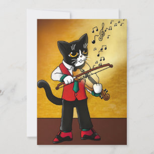 Carte Chat de musique violon