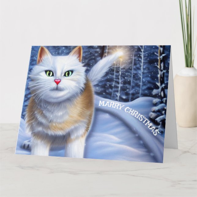 Carte Chat de neige de Noël (Devant)