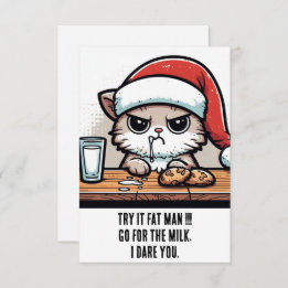 Carte Chat de Noël amusant : Père Noël vs Chat pour le l