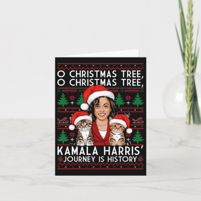 Carte Chat de Noël Dames pour Kamala Père Noël Orament P (Devant)