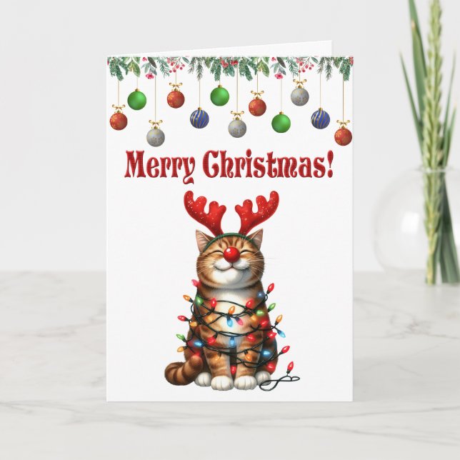 Carte Chat de Noël Funny Chat Noël (Devant)