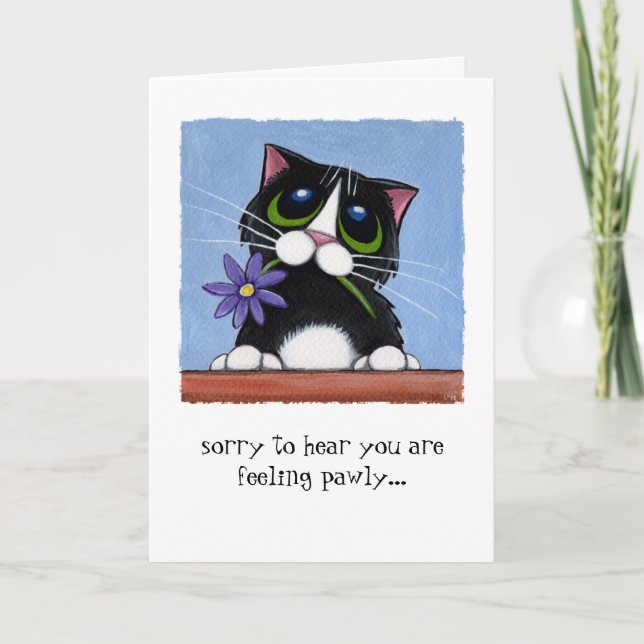 Carte Chat de Pawly de sentiment avec la fleur (Devant)