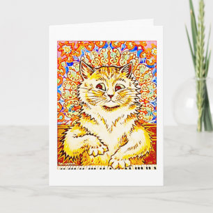 Carte Chat de piano orange psychédélique, Louis Wain,   