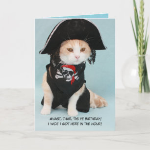 Carte Chat de pirate drôle personnalisable
