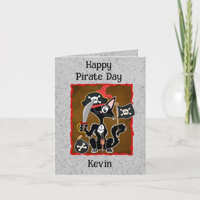 Carte chat de pirate fête (Devant)