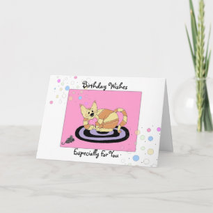 Carte Chat de voeux d'anniversaire sur un mât