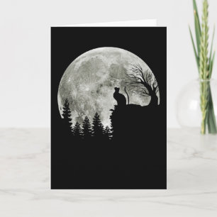 Carte Chat debout Au Lune De Montagne Halloween