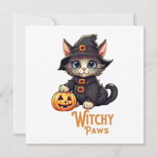 Carte Chat d'Halloween Pattes de Sorcière