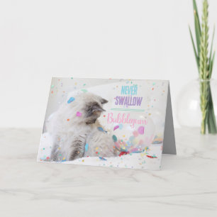 Carte Chat Drôle Avec Bubblegum Bubble Joyeux Anniversai