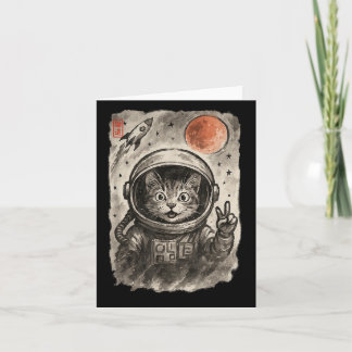 Carte Chat drôle d'astronaute prenant un selfie Kitten S