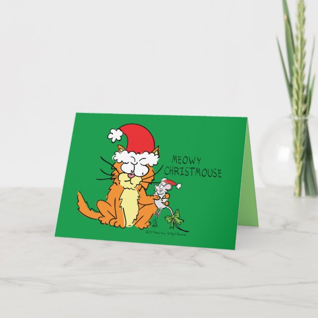 Carte Chat drôle de Noël Souris mignonne (Devant)