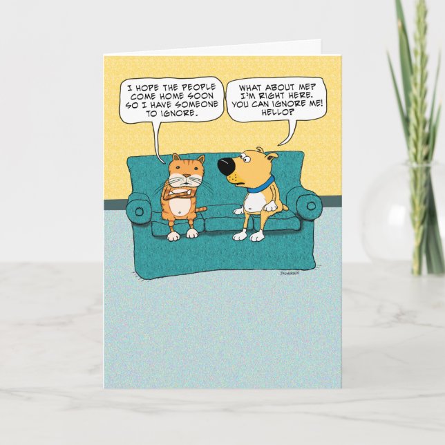 Carte Chat drôle Ignorer le chien Anniversaire (Devant)