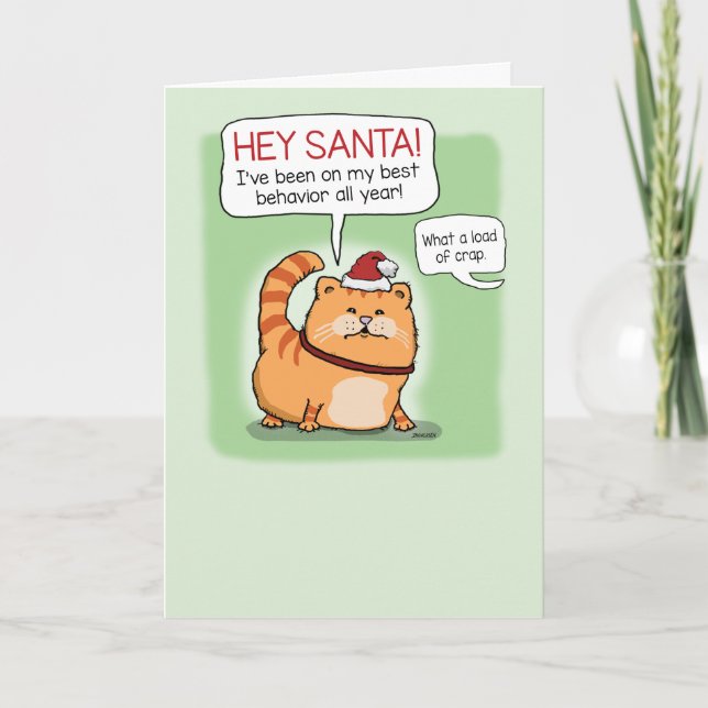 Carte Chat drôle qui ment au Père Noël (Devant)