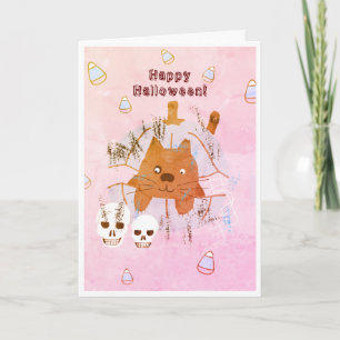 Carte Chat en Citrouille Candy Corn Crâne Enfants Hallow