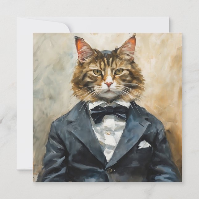 Carte Chat en costume (Devant)