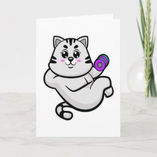 Carte Chat en culturiste avec haltère