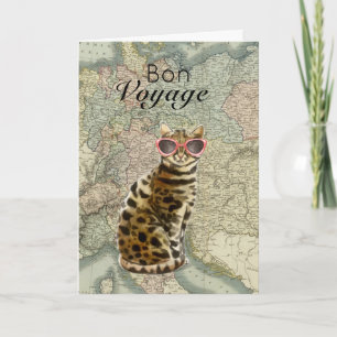 Carte Chat en Lunettes de soleil Bon Voyage Voyage en to