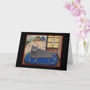 Carte Chat en peinture japonaise
