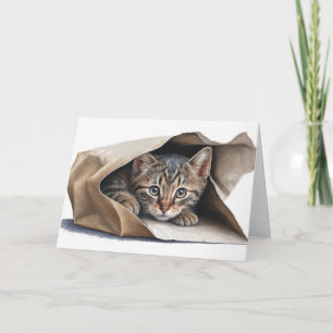 Carte Chat En Sac En Papier Anniversaire