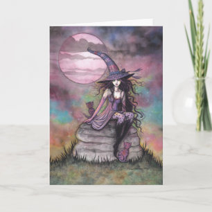 Carte Chat en sorcière Twilight enchantée Halloween Art