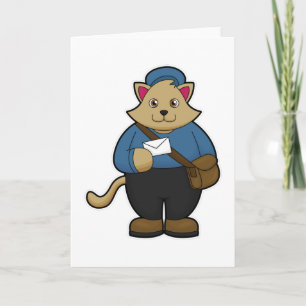 Carte Chat en tant que Postman avec Enveloppe & Sac
