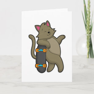 Carte Chat en tant que skate avec skateboard