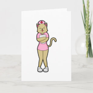 Carte Chat en tant qu'infirmière avec liste Médicale