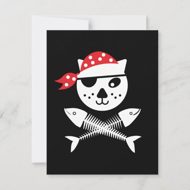 Carte Chat Enfants Pirate Mignonne Et Drôle (Devant)