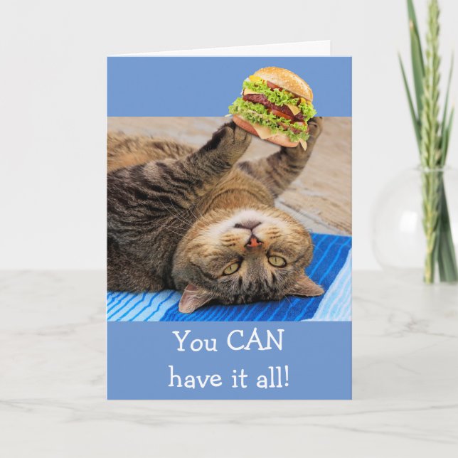 Carte Chat Et Cheeseburger Anniversaire (Devant)
