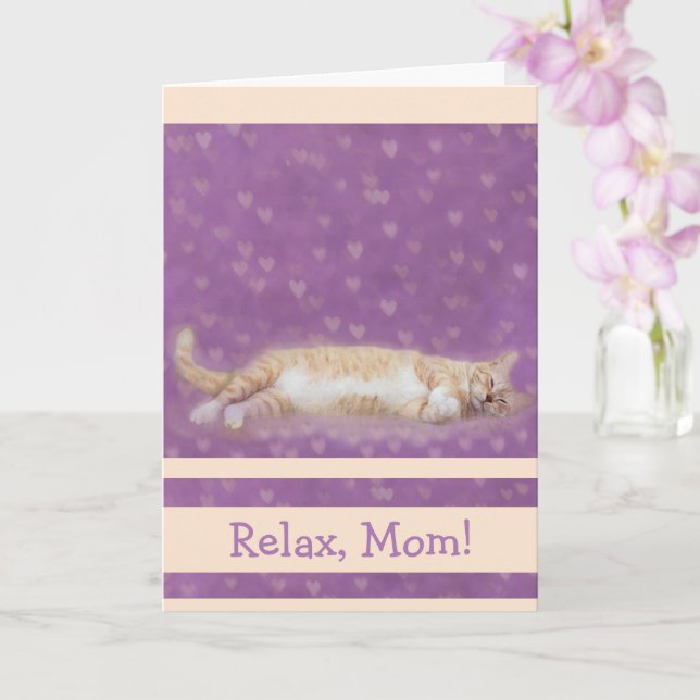 Carte Chat Et Coeurs Mignons Anniversaire Pour Maman (Orchidée)