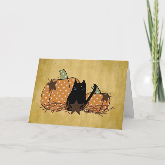Carte Chat Et Halloween Citrouille (Devant)