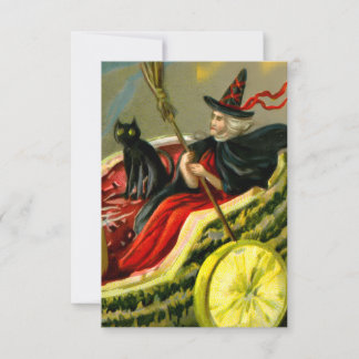 Carte Chat et sorcière vintage d'Halloween noir