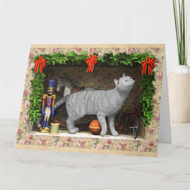 Carte Chat et trucs de Noël (Devant)