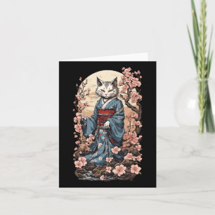 Carte Chat Fantôme Avec Kimono Japonais Yokai Folklore D