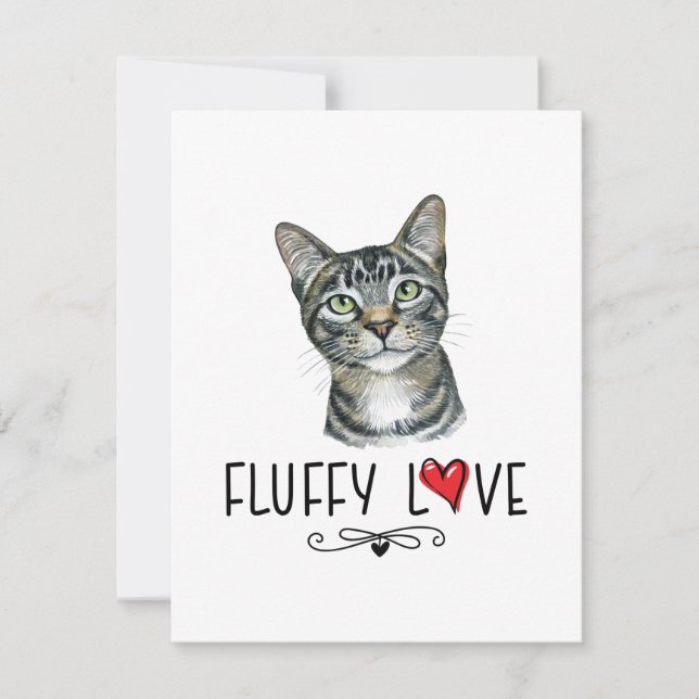 Carte Chat Fluffy Love Kitty Meow Portrait (Devant)