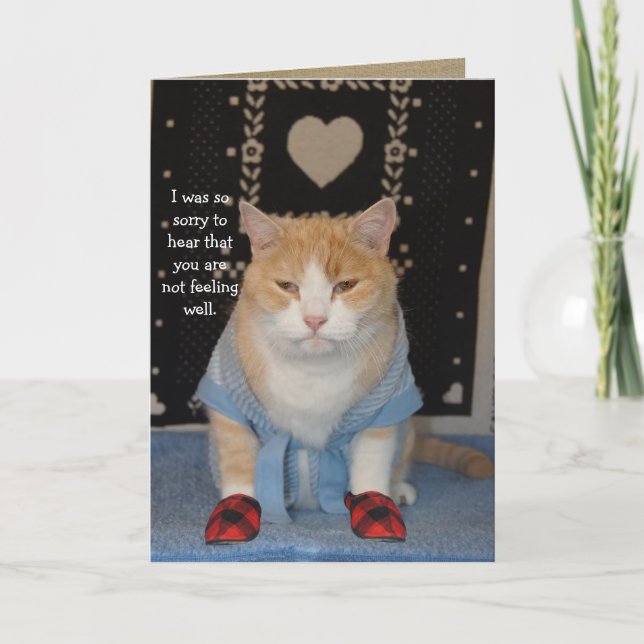 Carte Chat Funny personnalisable en peignoir Se tirer bi (Devant)