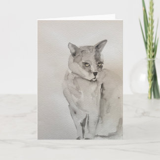 Carte chat gris aquarelle