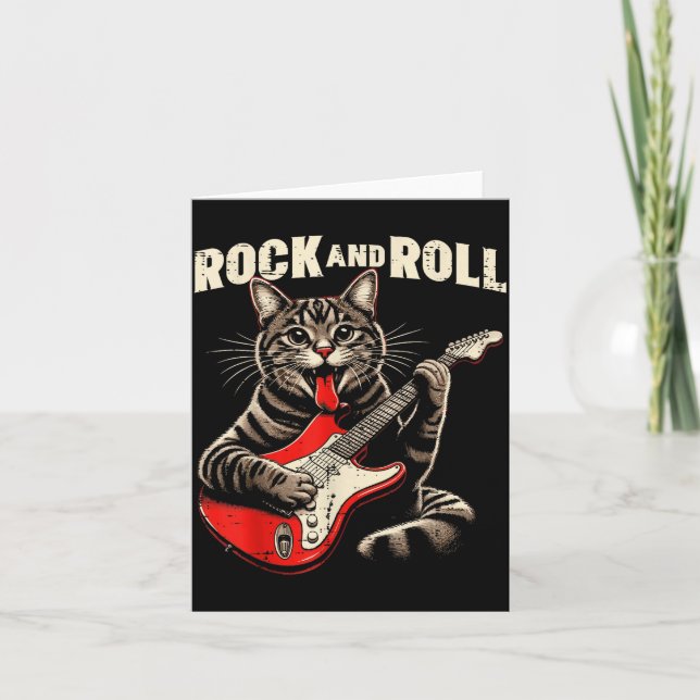 Carte Chat Guitare Électrique Rock And Roll Rocker Chatt (Devant)