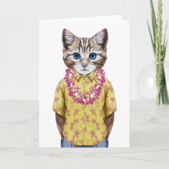 Carte Chat hawaïen de Kitty (Devant)