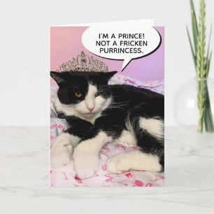 Carte Chat Homme Drôle Portant Tiara - Pas une Purée