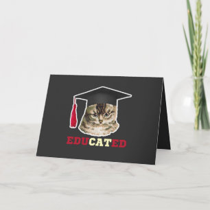 Carte Chat instruit portant une casquette de graduation 