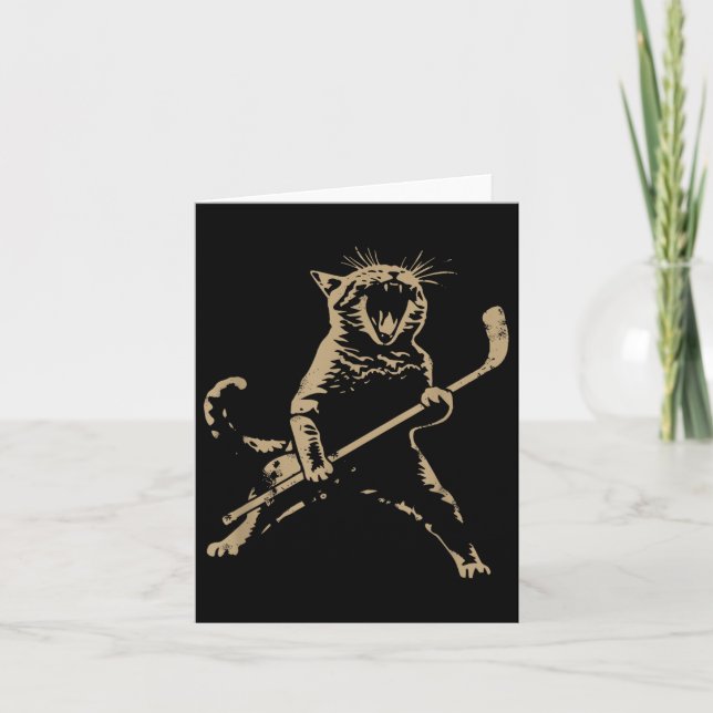 Carte Chat Jouer Hockey Sur Glace (Devant)