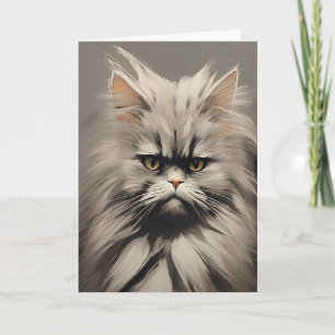 Carte Chat Kitty Félin Ébouriffé Blanc Gris a Besoin de 