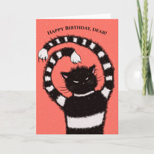 Carte Chat Mal En Snowy Hiver Cartoon Kitty Anniversaire