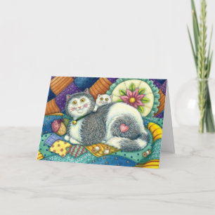 CARTE CHAT MÈRE & CUISINE, QUILTS EN PATCHWORK, PINCUSHI